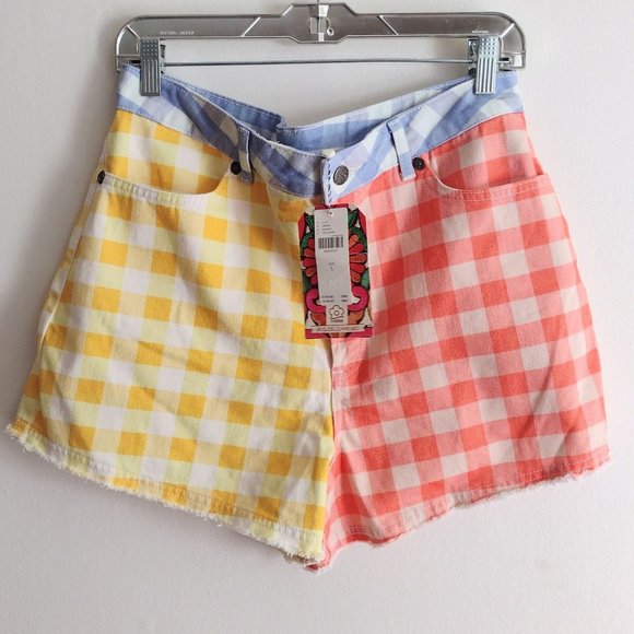 Anthropologie Pants - Anthropologie Farm Rio Gingham Shorts L NEW Rainbow High Rise Short $120